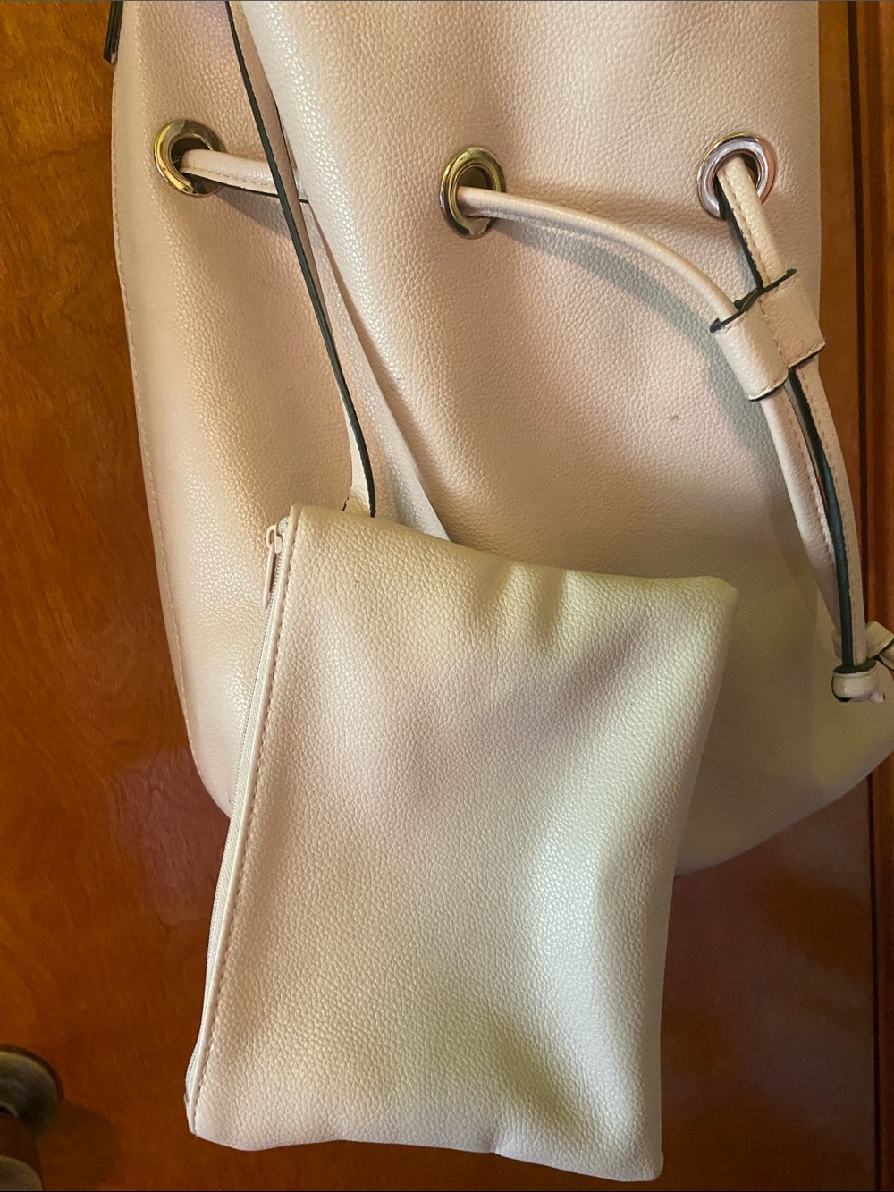 H&M Cream Drawstring Hobo Bag with Gold Hardware - Picture 5 of 8